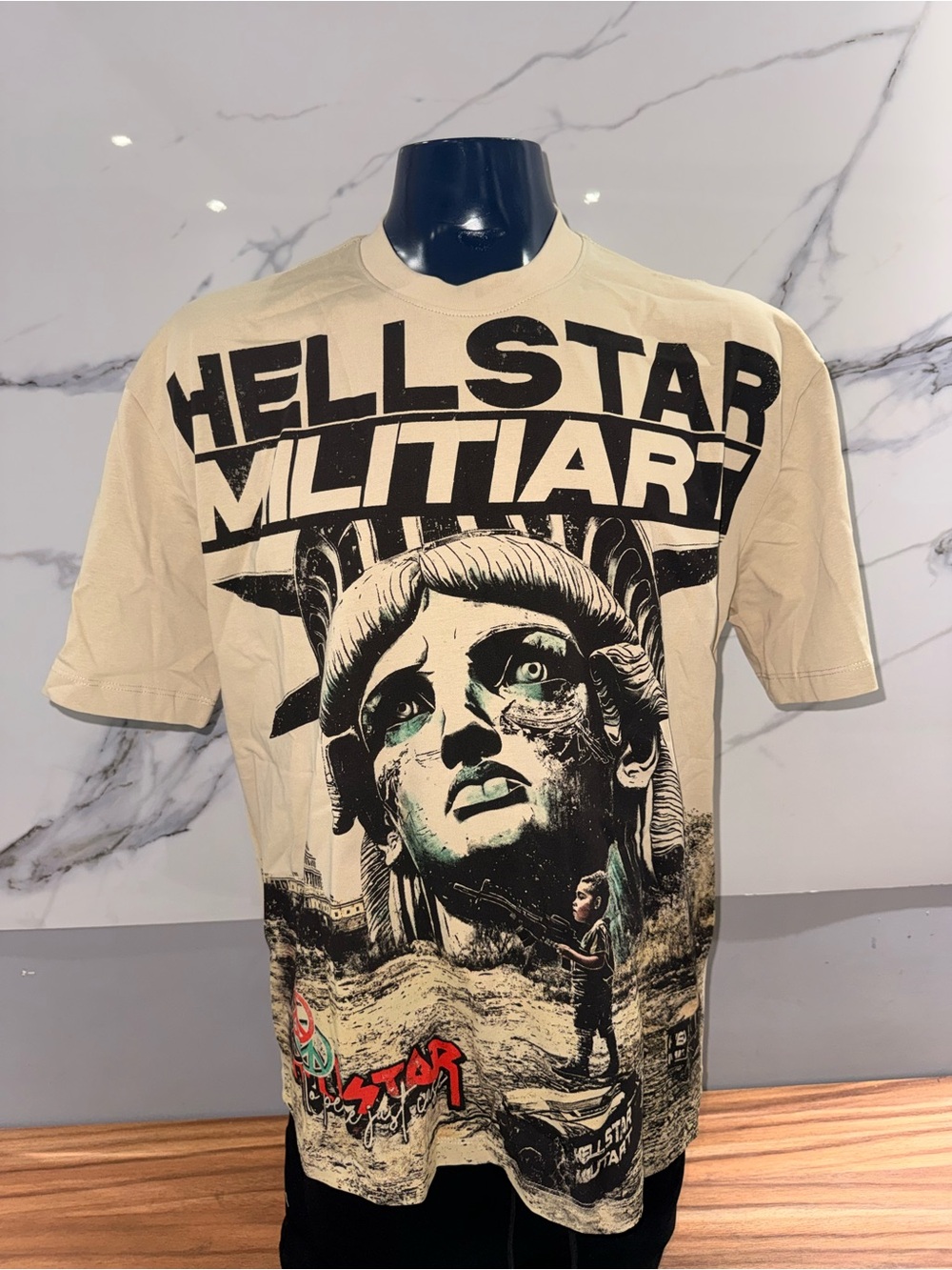 Hellstar militiart Beige Graphic Tee